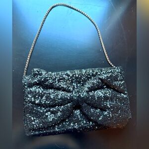Betsey Johnson Black evening purse with silver chain strap